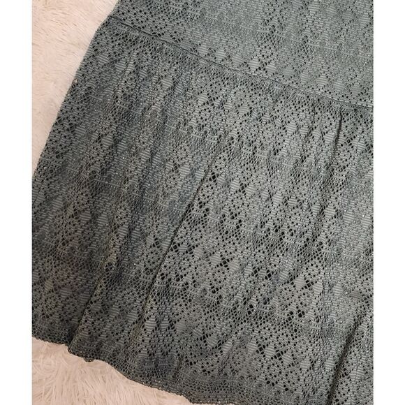 JM Collection New Womens Size XL Green Eyelet Pull-On Boho Chic Midi Skirt - Picture 6 of 8